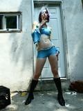 Blue haired suicide girl Stoya appears in her birthday suit on the streets 