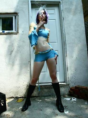 Blue haired suicide girl Stoya appears in her birthday suit on the streets 
