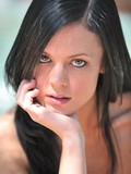 Playful brunette teen Stephanie FTV in dress and thong panties flashes her slit outdoors