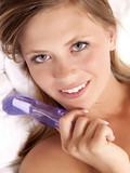 Tiny titted teen cutie Zeek Nubiles enjoys purple toy in her shaved pussy