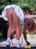 Lustful Sophia ardently laying off on the tennis court and masturbating.