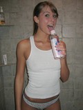 at the shower brunette teen Adrienne Manning