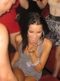 Exquisite party teen Tanner Mayes takes care of stripper's cock in front of her friends in a club