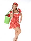 Frisky babe with red hair Ashley Robbins has slid the dress off the big melons