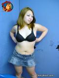 Chubby teen slut Lacey Cruz with puffy tits sucks black dick in a glory hole