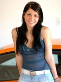 brunette near the car teen Rebecca Linares