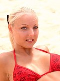 blonde outdoor posing red bikini teen Veronika Symon