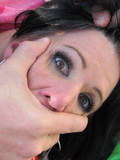 Black haired milf Kendra Secrets gags and gets her asshole brutally stretched outdoors