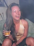 Asian amateur Miko Sinz drinking alcohol before doing her first porn in casting