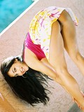 Skittish latina teen FTV Isabella in top and skirt flashes her nipples and slit